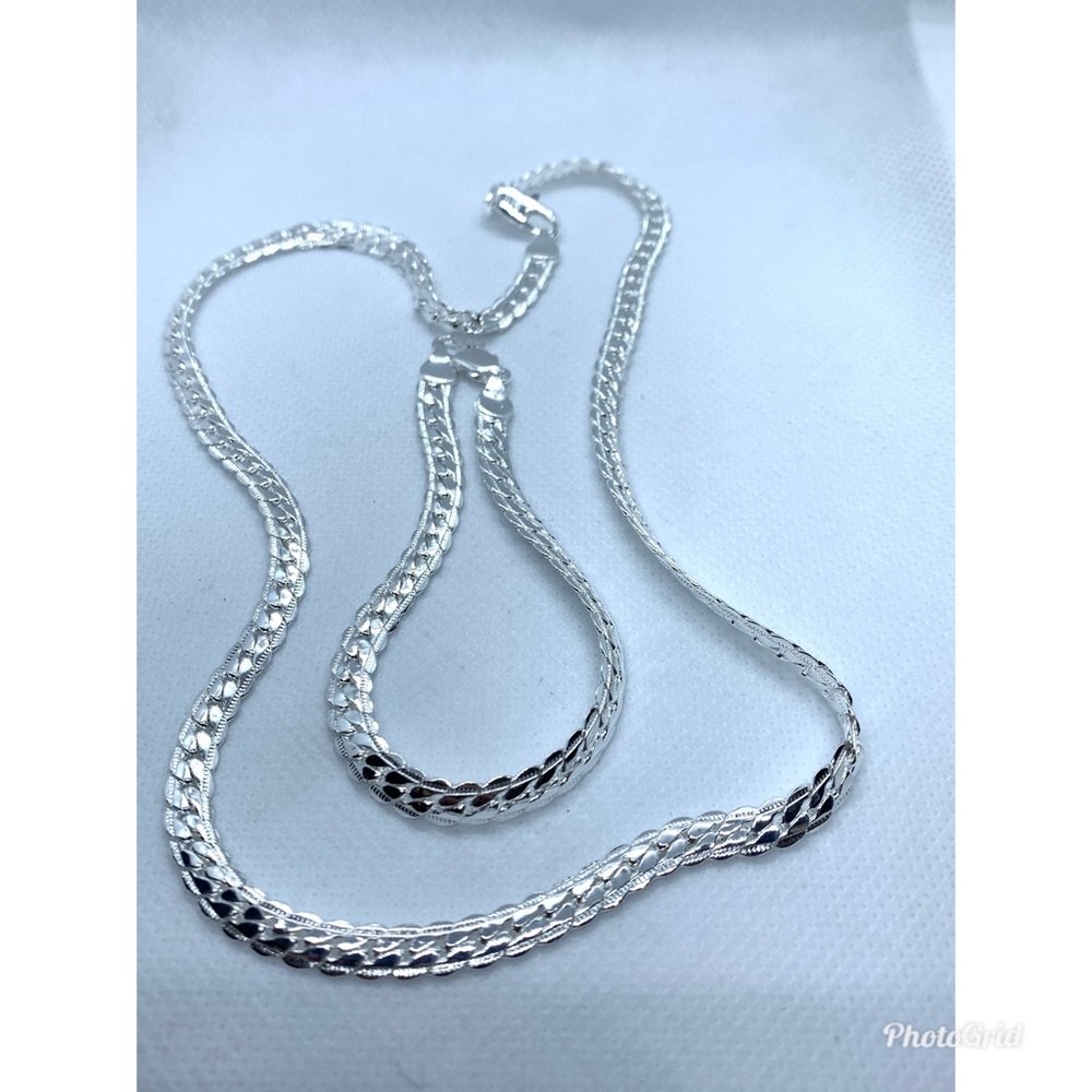 2pc 6MM Full Sideways 925 Sterling Silver Necklace - Picture 8 of 8
